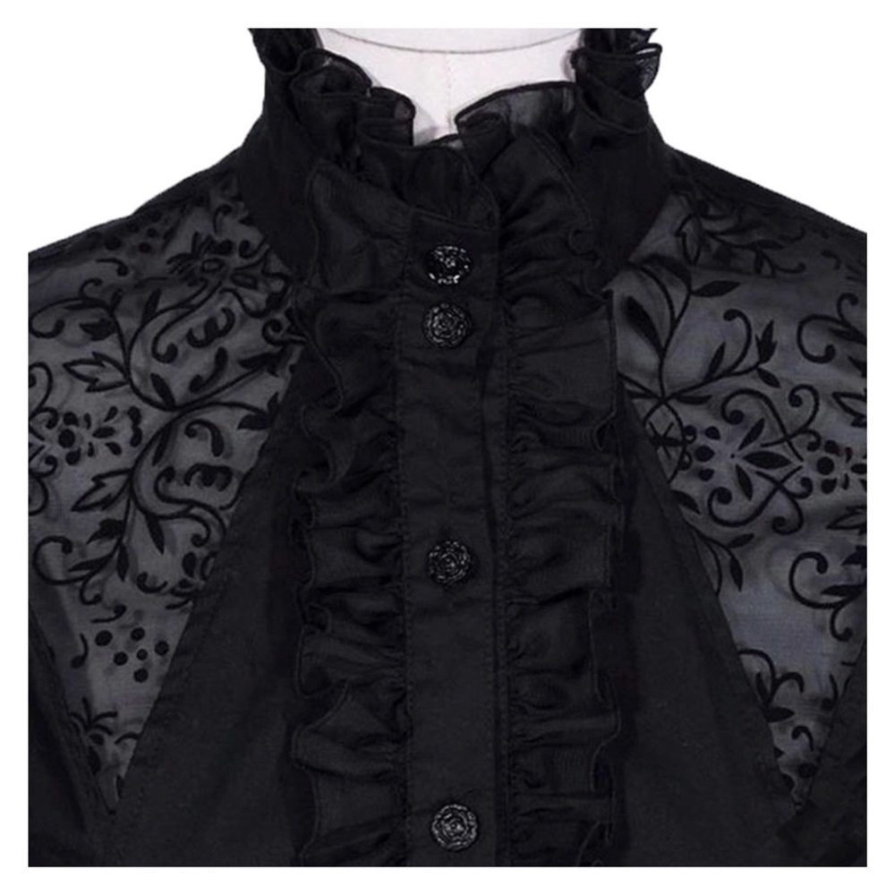 Victorian Lace Detachable Ruffle Collar Top - Picture 3 of 4